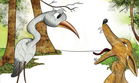 la historia del lobo y la grulla